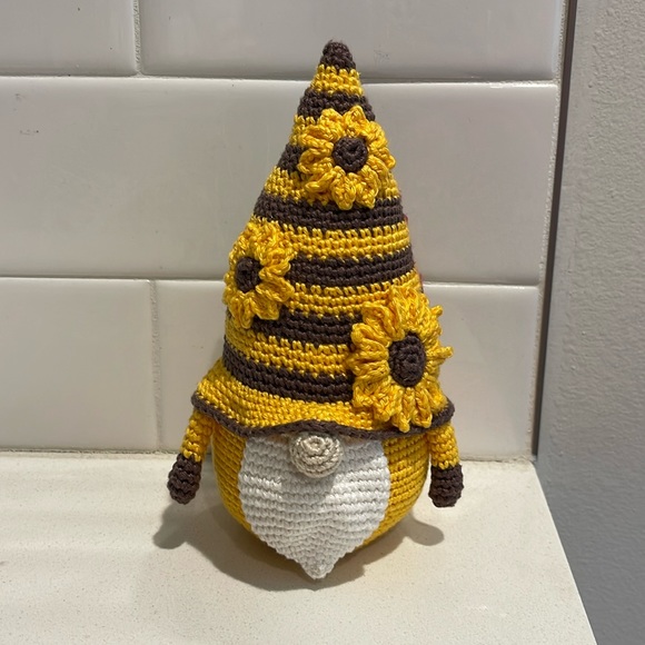 Hand Crafted Other - Handcrafted Sunflower Gnome Amigurumi Crochet Home Decor Flower Summer Spring